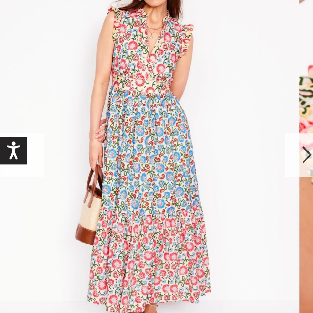 Wren Tiered Midi Dress In Ivory Garden Vine - Picture 2 of 9